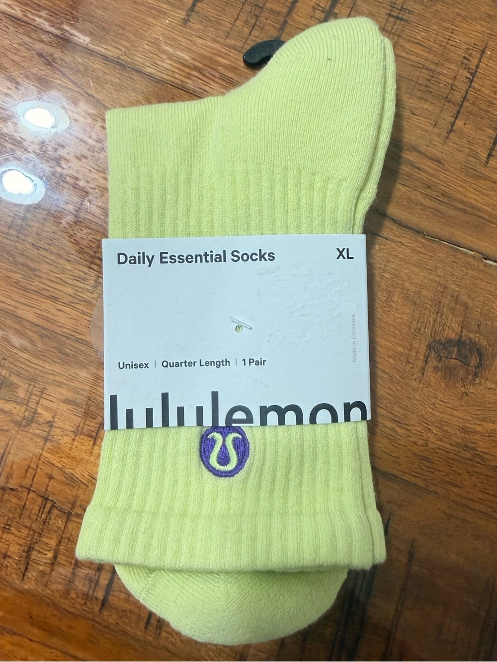 NWT Lululemon Daily Essential Socks - Lime Yellow Purple XL